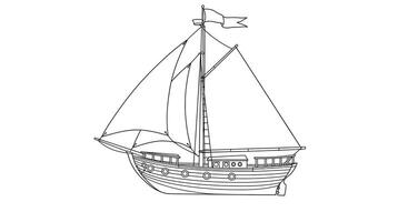 A drawing of a sailing ship on a white background vector