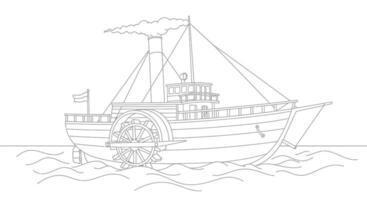 A drawing of a ship with steam coming out of the top vector