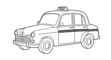 A taxi cab coloring page vector