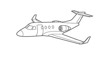 A coloring page of a plane on a white background vector