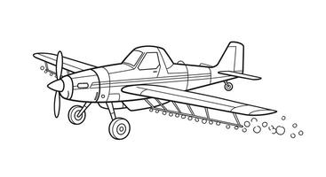A coloring page of a small airplane vector