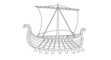A drawing of a viking ship vector
