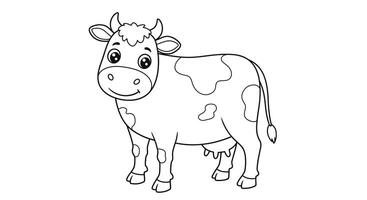 A cow is standing in a line coloring page vector