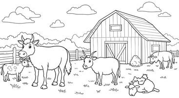 Farm animals coloring pages vector