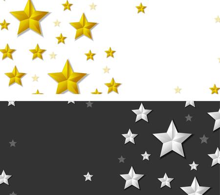 Abstract banners with silver and golden stars