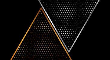 Silver and golden dotted triangles abstract tech background vector