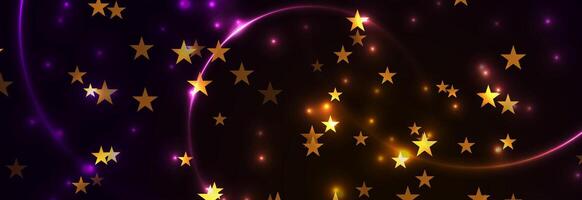 Golden stars and glowing lights abstract background vector