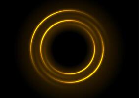 Bright yellow glowing neon circles abstract concept background vector