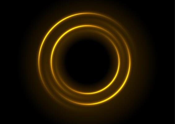 Bright yellow glowing neon circles abstract concept background