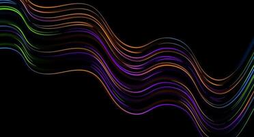 Vibrant neon laser curved lines abstract background vector