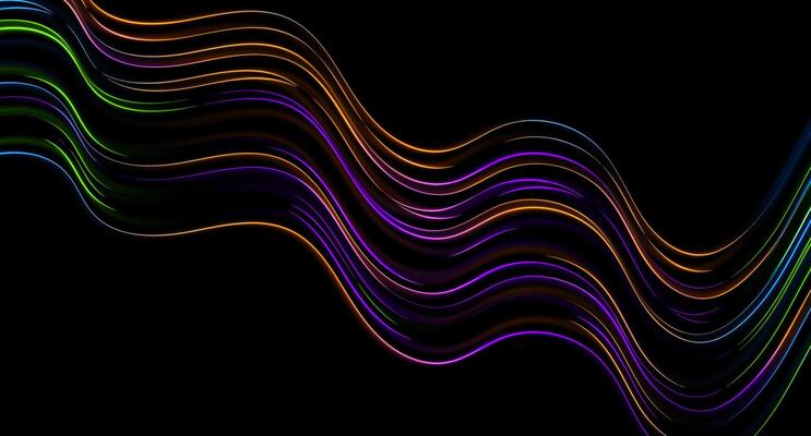 Vibrant neon laser curved lines abstract background
