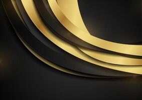 Luxury golden and black waves geometric abstract background vector