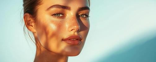 Portrait of a woman with artistic lighting and vibrant colors. photo