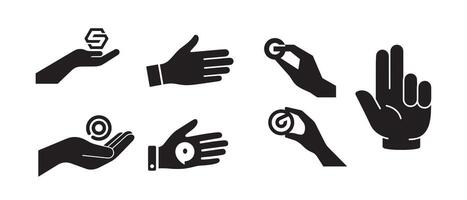 hand holding symbol icons for web design on white background vector