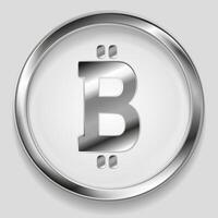 Crypto currency, metal icon bitcoin design vector