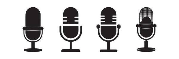 Podcast microphone icon set. Microphone icon vector