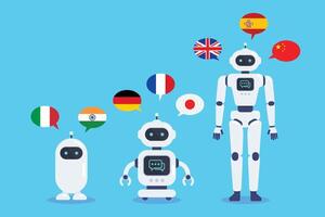 Artificial Intelligence chatbots translator Futuristic Intelligence Machine vector
