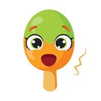Surprised two-toned ice cream character with open mouth vector