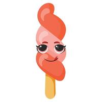 Silly swirled ice cream character with tongue out Playful frozen treat illustration vector