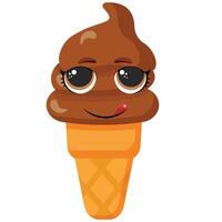 Silly chocolate ice cream cone character with tongue out Playful frozen dessert illustration vector