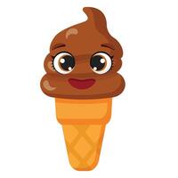 Happy chocolate ice cream cone character vector