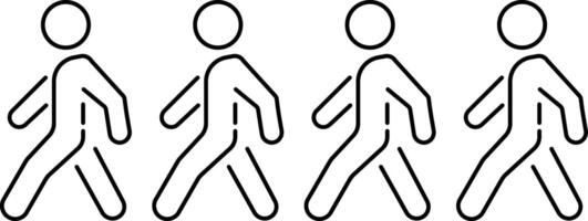 Set of Walking people icon. Walking animation. Posture stickman. People icons set.a group of people walking in a line. Flat style illustration. vector