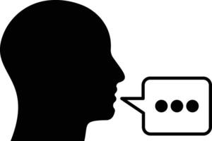 Oral command icon, silhouette of a man talking with a speech bubble, writ, regulation. icon in modern style vector