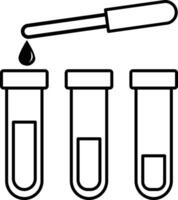 Chemical science lab equipment. laboratory testing icon test tubes icons. Isolated on white background. test tubes with liquid in them, and a black and white outline vector