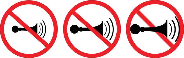 set Attention honk icon. no sound sign with a horn and a loudspeaker. Symbols prohibition and warning signs. in modern design. design template illustration vector