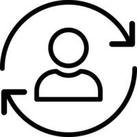 Replace person icon. Person exchange, switch icon. person in a circle with arrows pointing to the left and right vector