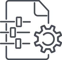 File settings. control panel icon. Isolated on white background. file with gears and a paper. vector