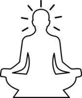 a man in a lotus position with his hands up. meditation icon. yoga icon in modern design vector