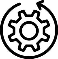Agile process. Gear, arrow, circle, cycle. Agile development concept. a black and white image of a gearwheel with a arrow pointing to it. vector