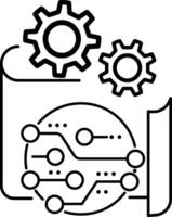 New electronic development icon. Advanced hardware. isolated on white background. in trendy style. black and white of a computer with gears vector