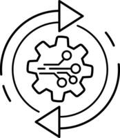 Replacing software provision icon. New version of an electronic product. black and white image of a gear wheel with arrows. in modern design vector