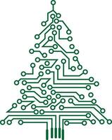 Electronic Circuit Christmas Tree icon. circuit board christmas tree on a white background. logo triangle circuit board tree. vector