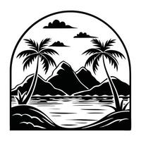 Hand Drawn Beach Scene for Sublimation vector