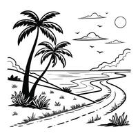 Ocean and Palm Tree Summer Design vector