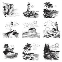 bundle Scenic Nature Beach View for Sublimation vector