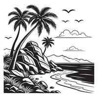 Tropical Beach Scene for Sublimation Design vector