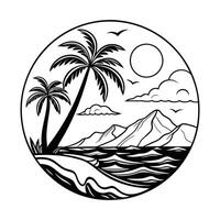 Summer Beach Illustration with Palm Trees vector
