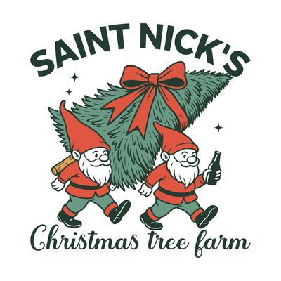 Saint Nick S Christmas Tree Farm Merry Christmas Illustration, Christian Festival T-shirt Design , Xmas Vintage Tee Shirt Design
