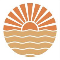 Modern Retro Boho Illustration with Abstract Sun Design for Wall Art vector