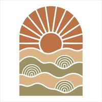 Modern Retro Boho Sun Design in Abstract Style for Sublimation Art vector