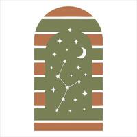 Minimalist Boho Wall Art with Modern Retro Abstract Sun and star Illustration vector
