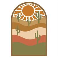 Simple and Elegant Boho Sun Design with Retro Abstract Flair vector