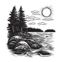 Digital Beach Scene Illustration for Sublimation vector