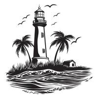 Sunny Beach Scene with Palm Illustration vector