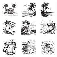 Tropical Beach Scene Design for Sublimation vector