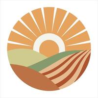 Contemporary Abstract Boho Sun Design in Retro Minimal Wall Art vector